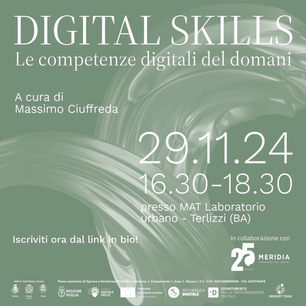 Digital Skills - Scopri le competenze digitali di domani. Il 29 Novembre corso gratuito al MAT