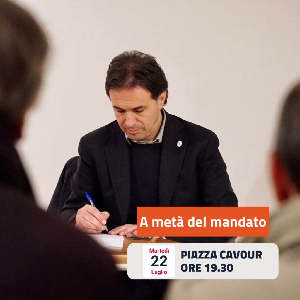 Il Sindaco Michelangelo De Chirico parla alla città. Incontro pubblico in piazza Cavour martedì 22 luglio ore 19.30