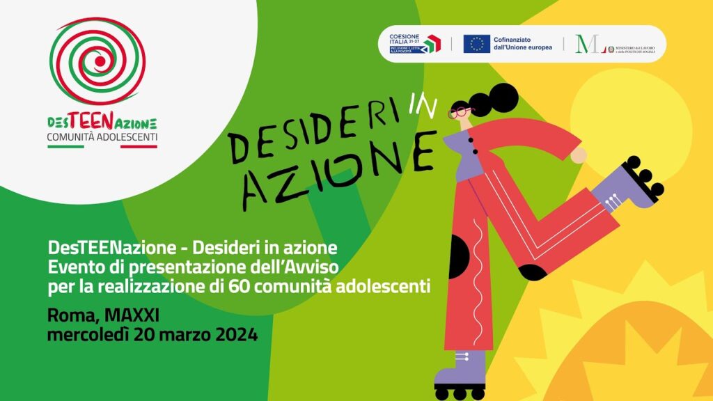 OLTRE 3 MILIONI DI EURO PER GLI ADOLESCENTI. l’Ambito Corato, Ruvo, Terlizzi ammesso a finanziamento bando nazionale DesTEENazione – desideri in azione